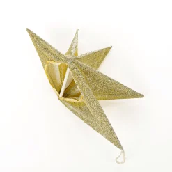 Déco étoile Pliante Glitter Gold Avec Fermeture éclair, 40 Cm-DecoWoerner Discount