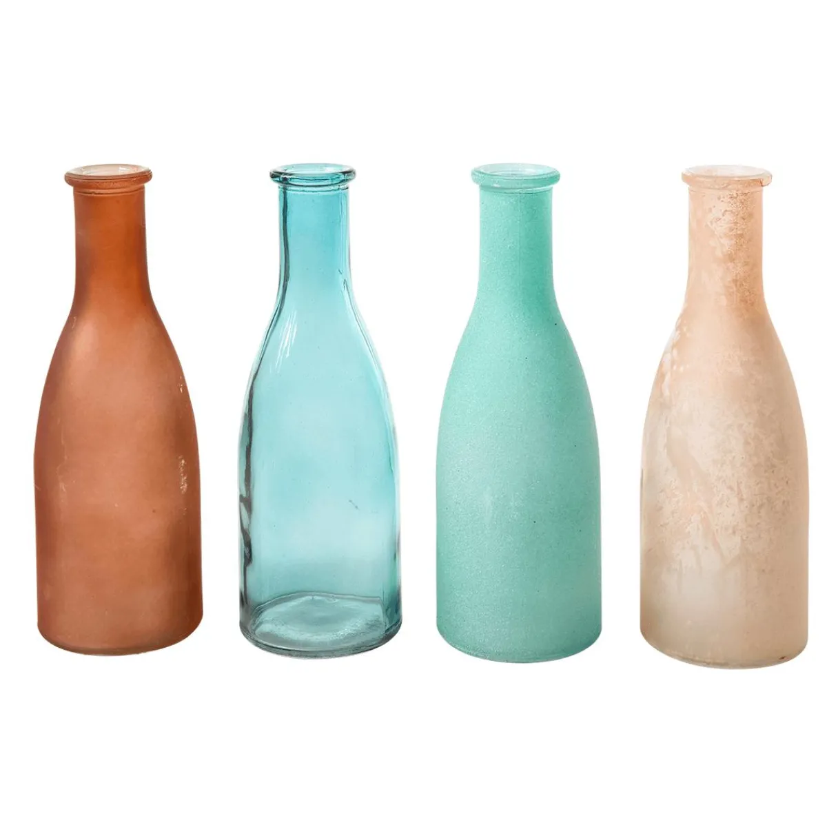 Ensemble De Vases En Verre De 18 Cm De Haut, 4 Pcs., Bleu/beige-DecoWoerner Sale