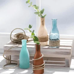 Ensemble De Vases En Verre De 18 Cm De Haut, 4 Pcs., Bleu/beige-DecoWoerner Sale
