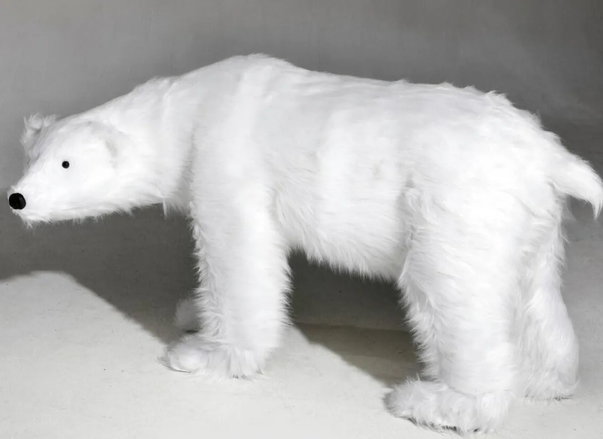 Figure Animale Grandeur Nature D'un Ours Polaire, Haut. 90cm-DecoWoerner New