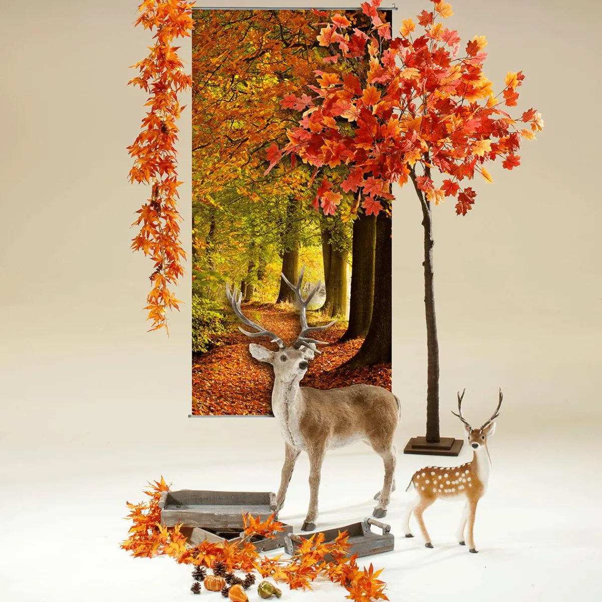 Figurine Décorative Cerf Animal Avec Bois 27 X 18 X 56 Cm-DecoWoerner Online