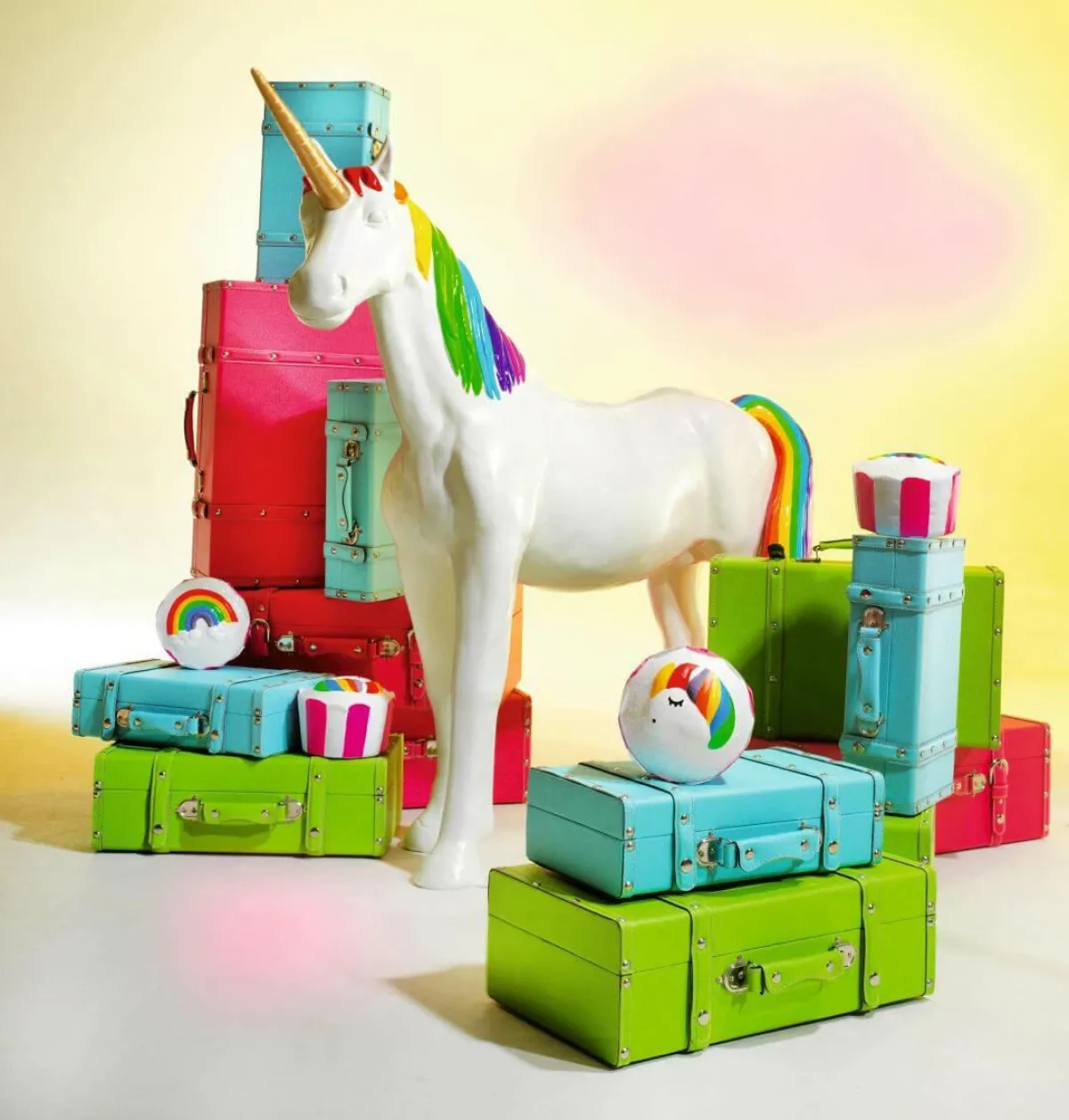 Figurine Licorne Arc-en-ciel, Long. 130 Cm-DecoWoerner Discount