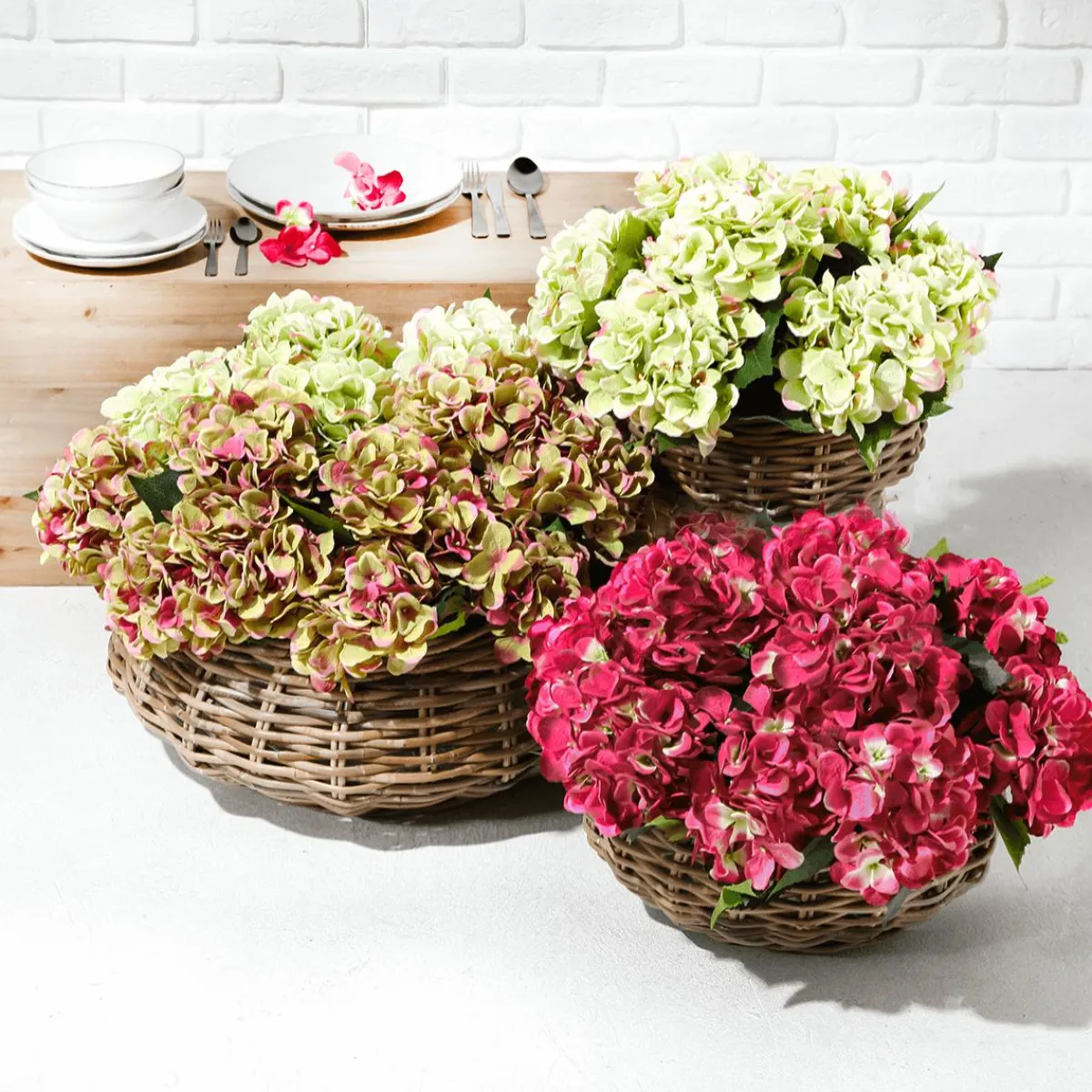 Fleur Artificielle Hortensia Rosa/vert, 52 Cm-DecoWoerner