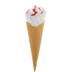 Glace Molle En Gaufrette Avec Coulis De Fraises - Alimentaire Factice 22 Cm-DecoWoerner New