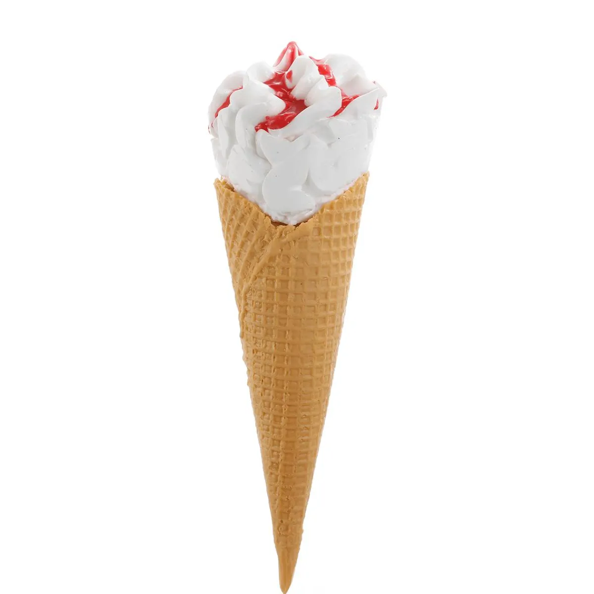 Glace Molle En Gaufrette Avec Coulis De Fraises - Alimentaire Factice 22 Cm-DecoWoerner New
