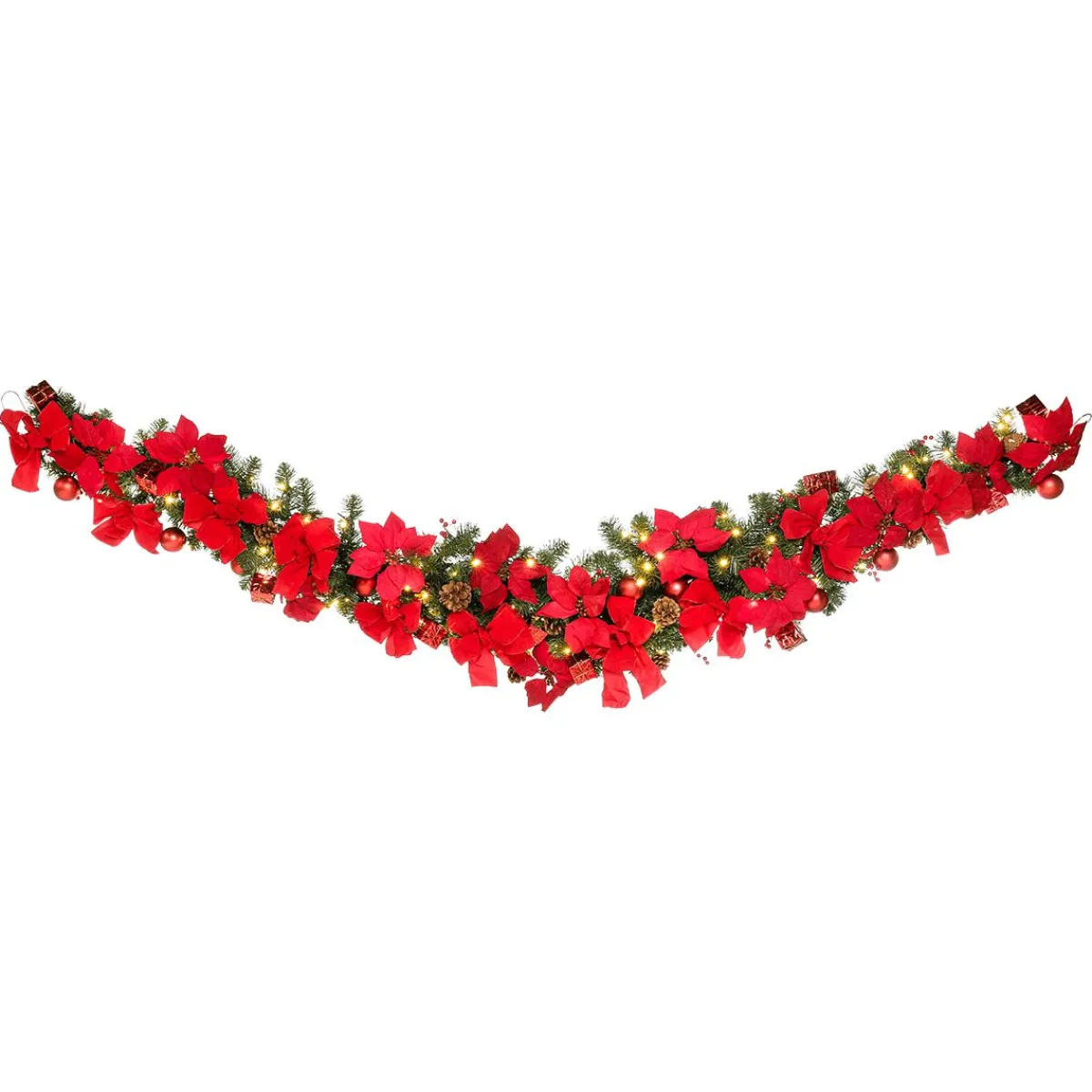 Guirlande Facon „Poinsettia“, 180 Cm-DecoWoerner Hot