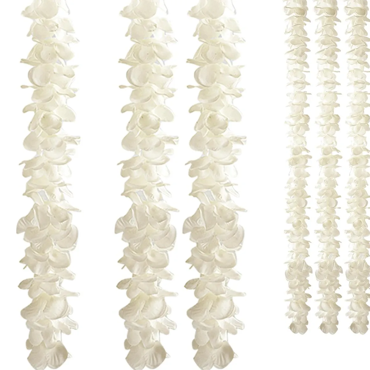 Guirlandes De Fleurs Déco Crèmes, Long. 260 Cm, 3 Pces-DecoWoerner