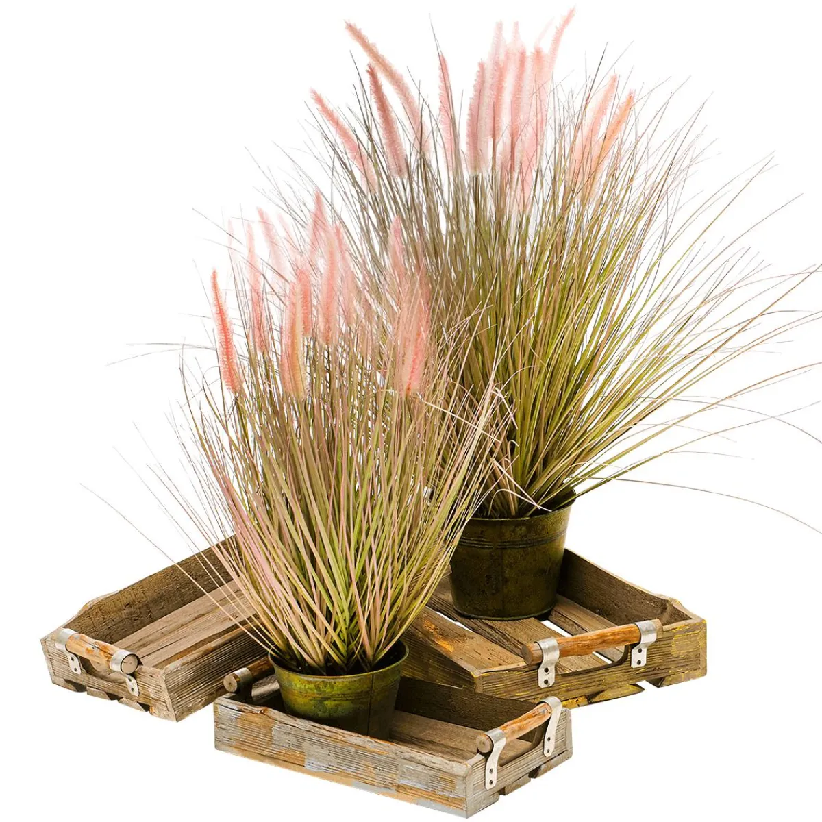 Herbe Artificielle à Queue De Renard En Pot De Zinc 70 Cm De Haut-DecoWoerner Outlet