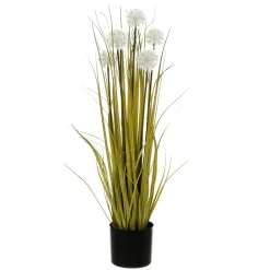 Herbe Artificielle Avec Pissenlits En Pot Noir 85 Cm-DecoWoerner New