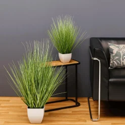 Herbe Zébrée Décorative En Pot Blanc 78 Cm-DecoWoerner New