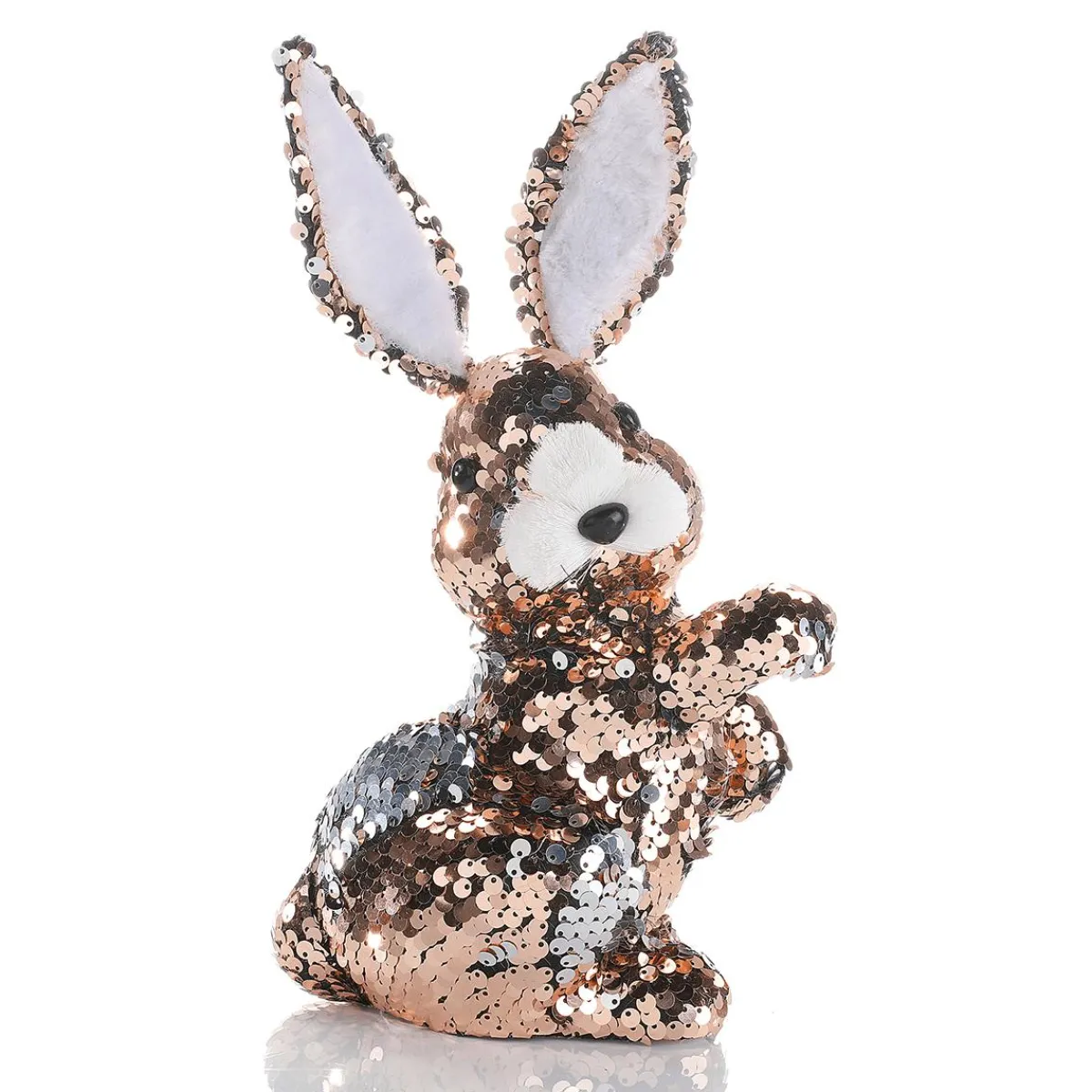 Lapin De Pâques Décoratif Avec Paillettes Réversibles Cuivre Et , 21 Cm-DecoWoerner Best