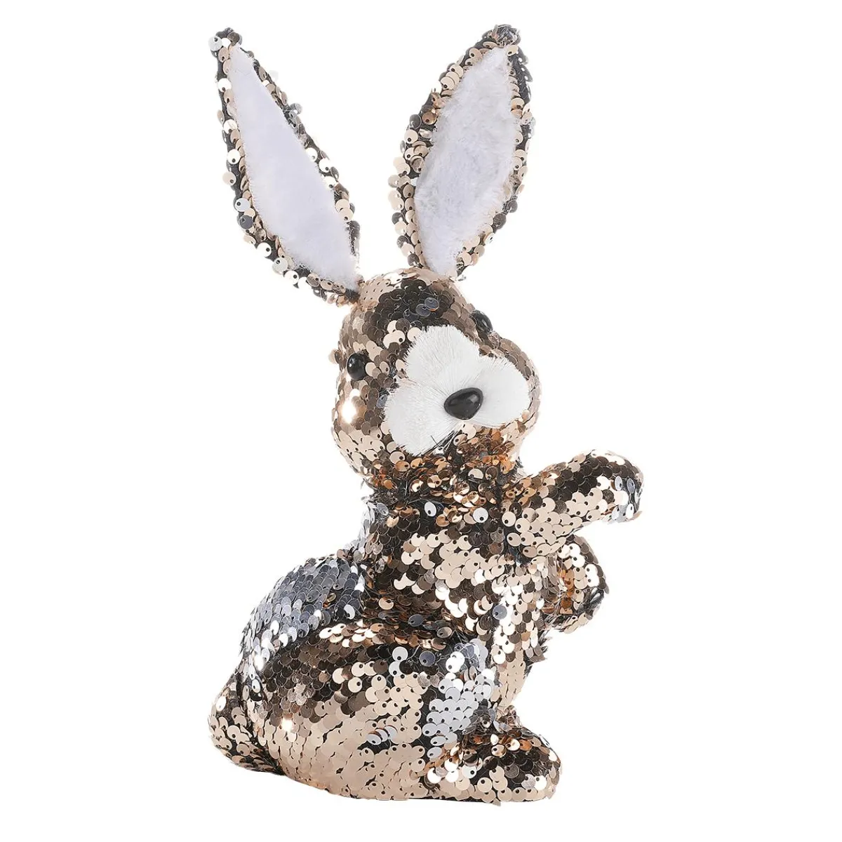 Lapin De Pâques Décoratif Avec Paillettes Réversibles Cuivre Et , 21 Cm-DecoWoerner Best