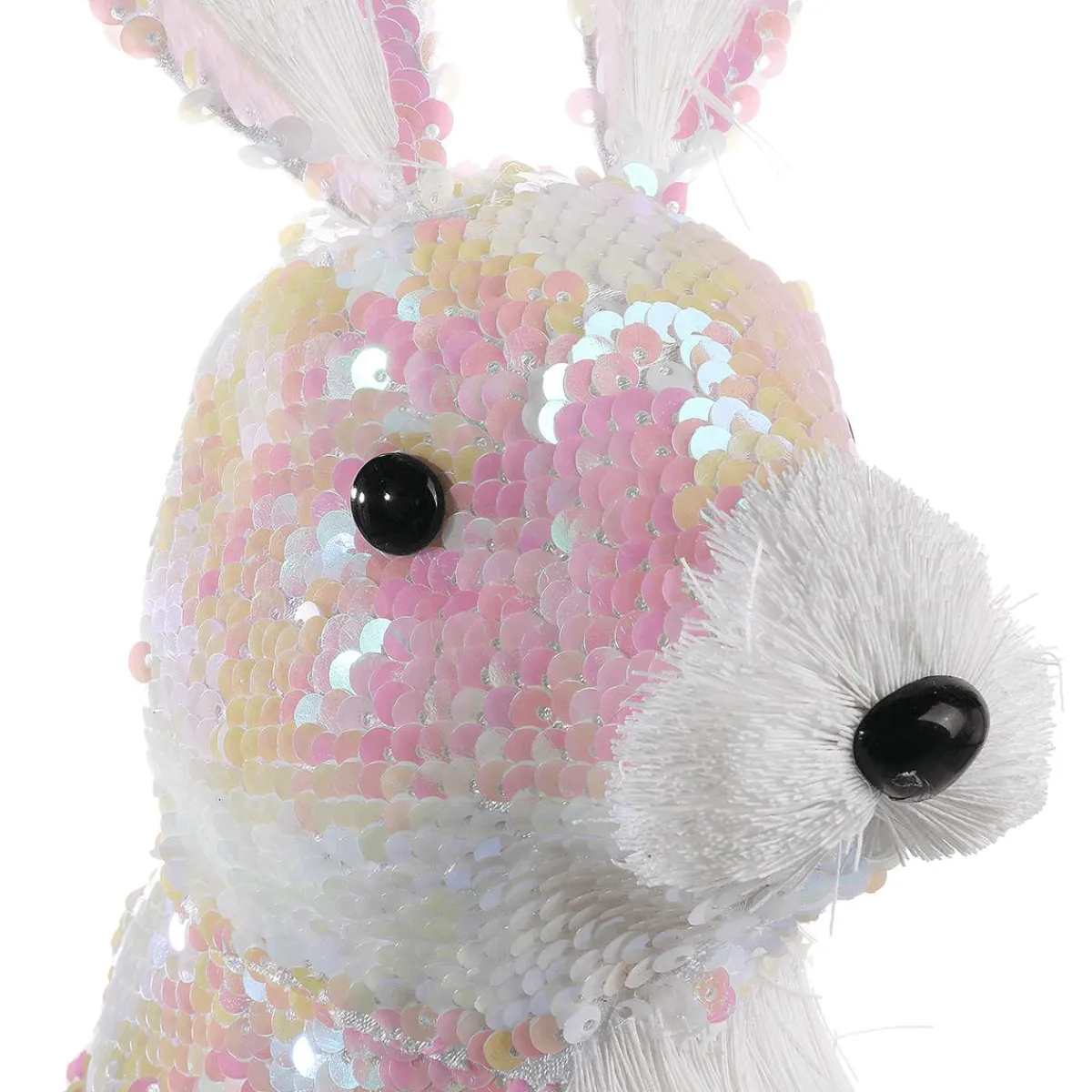 Lapin De Pâques Décoratif Avec Paillettes Réversibles Irisé 42 Cm-DecoWoerner Discount