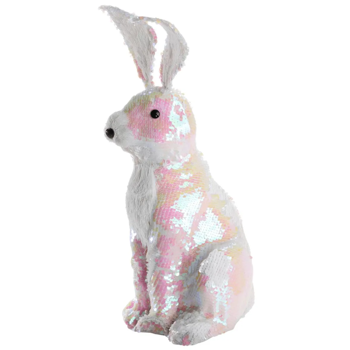 Lapin De Pâques Décoratif Avec Paillettes Réversibles Irisé 42 Cm-DecoWoerner Discount