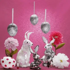 Lapin De Pâques Décoratif Avec Paillettes Réversibles Irisé 42 Cm-DecoWoerner Discount
