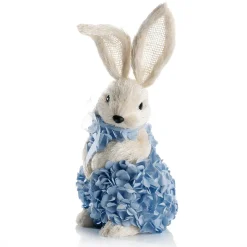 Lapin De Pâques Décoratif En Mousse Dure Et Sisal Avec Robe Hortensia e 30 Cm-DecoWoerner