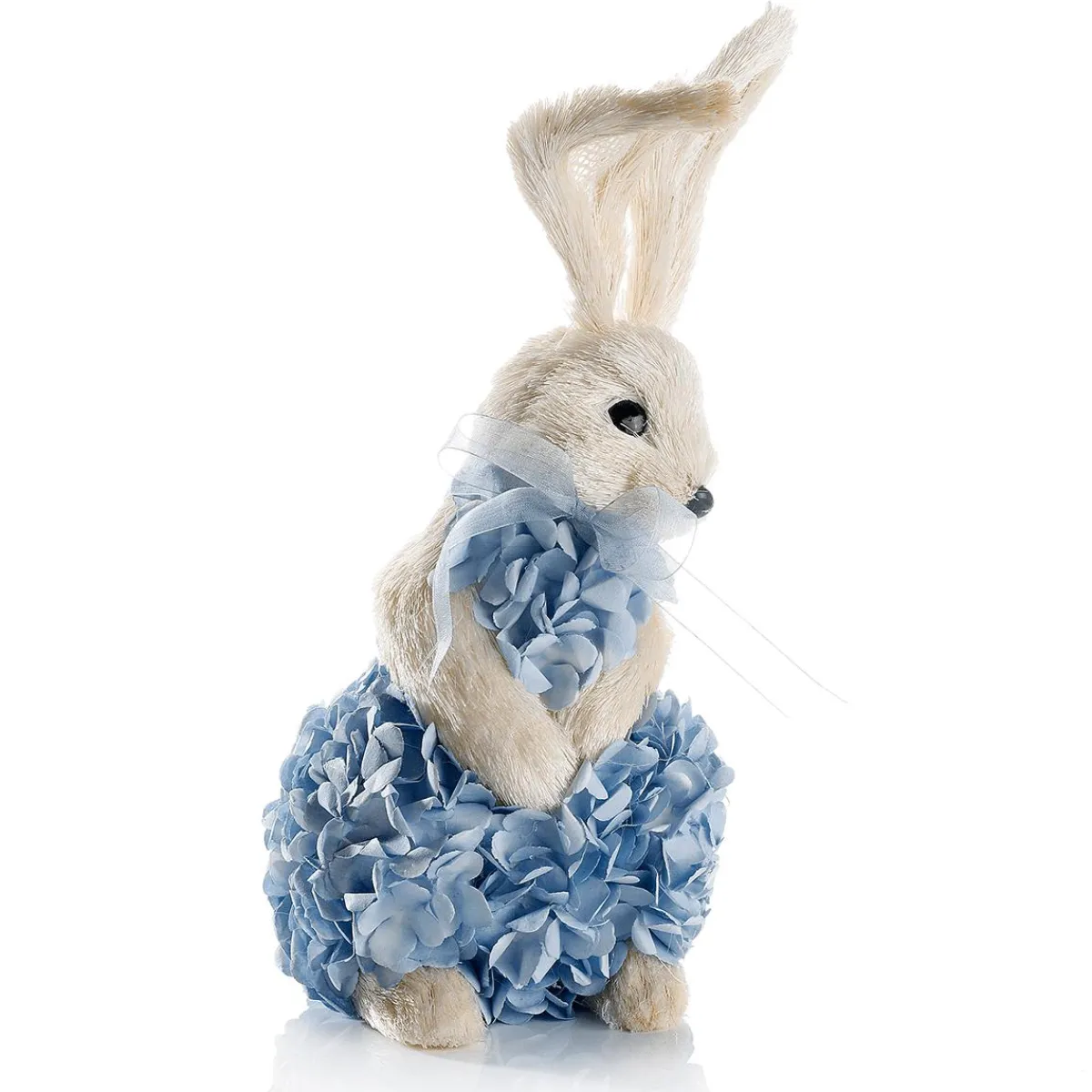Lapin De Pâques Décoratif En Mousse Dure Et Sisal Avec Robe Hortensia e 30 Cm-DecoWoerner