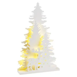 LED En Bois Plaque De Présentation Cerf Avec Sapins-DecoWoerner New