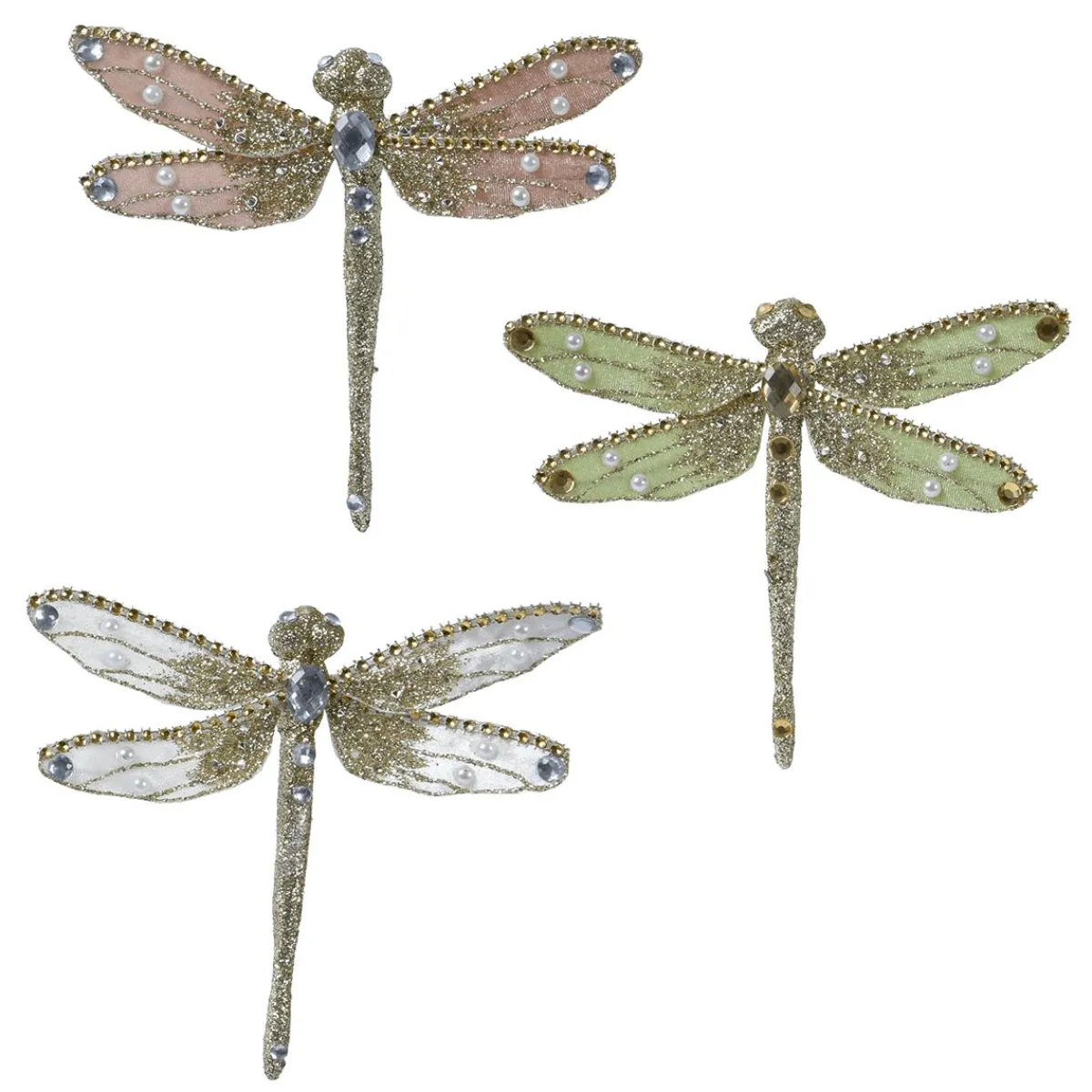 Libellules Scintillantes Avec Clip 18 Cm, 3 Pièces-DecoWoerner Discount