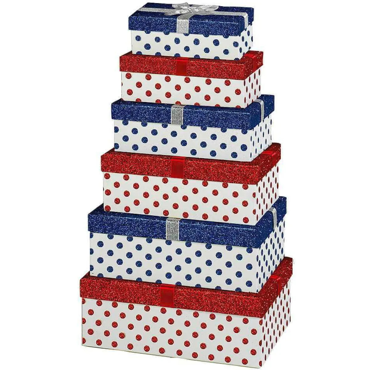 Lot De Boîtes Cadeaux Blanches/rouges/bleues, Lot De 6-DecoWoerner Hot