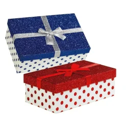 Lot De Boîtes Cadeaux Blanches/rouges/bleues, Lot De 6-DecoWoerner Hot