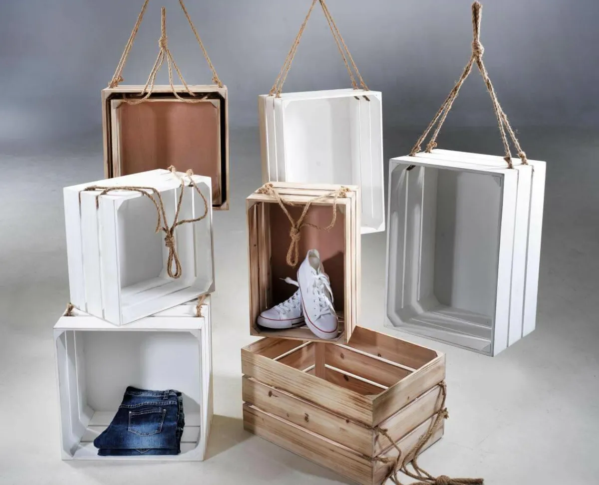Lot De Caisses En Bois, Lot De 2, 43/48 Cm hes-DecoWoerner Sale