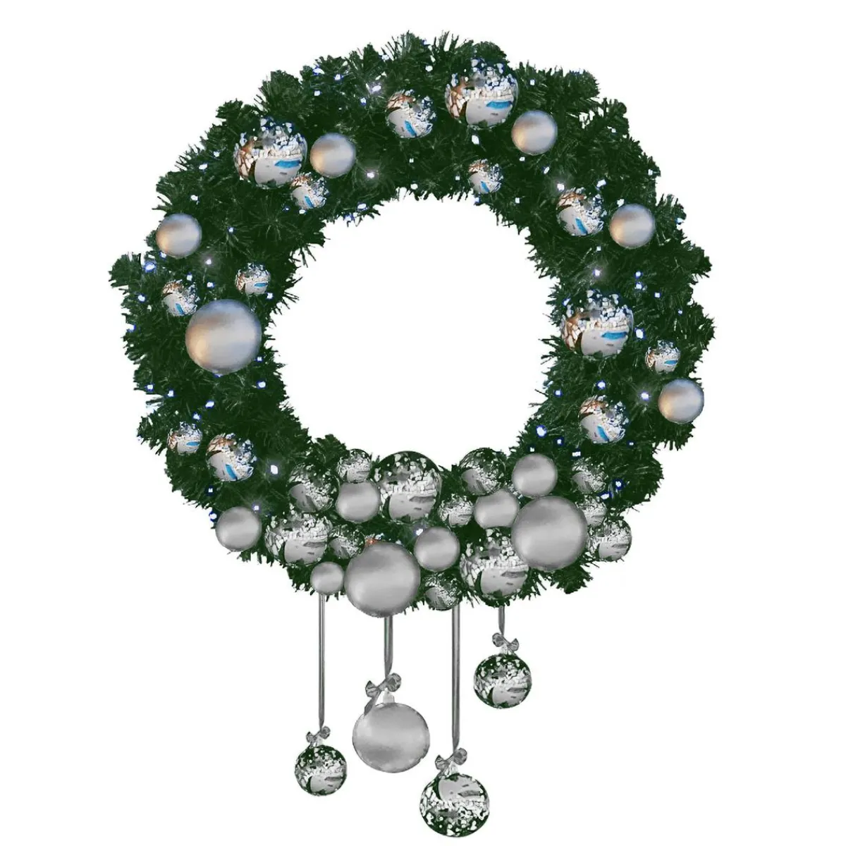 Luvi Couronne Avec Boules Et LED Froid 120 Cm Ø-DecoWoerner Best