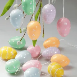 Oeufs De Pâques Déco à Suspendre 6 Cm, à Pois Pastel, 6 Pces-DecoWoerner New