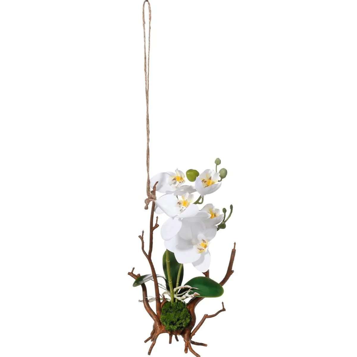 Orchidée Artificielle Suspendue, 32 Cm he, Sur Tige En Bois Artificielle-DecoWoerner Hot