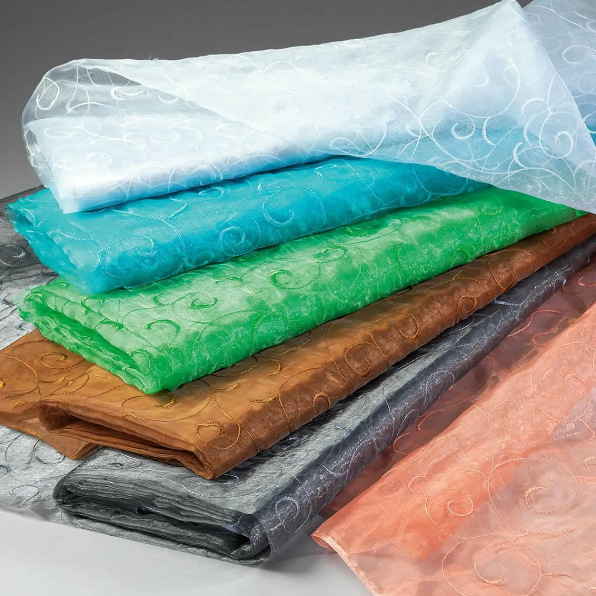 Pack Avantage "Organza Avec Broderies Guirlandes", Glacier 5 M-DecoWoerner Best