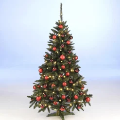 Pack économique Sapin De Noël 180 Cm, Boules s En Plastique Et Guirlande Lumineuse Incluses-DecoWoerner Clearance