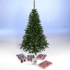 Pack économique Sapin De Noël 180 Cm, Boules s En Plastique Et Guirlande Lumineuse Incluses-DecoWoerner Clearance