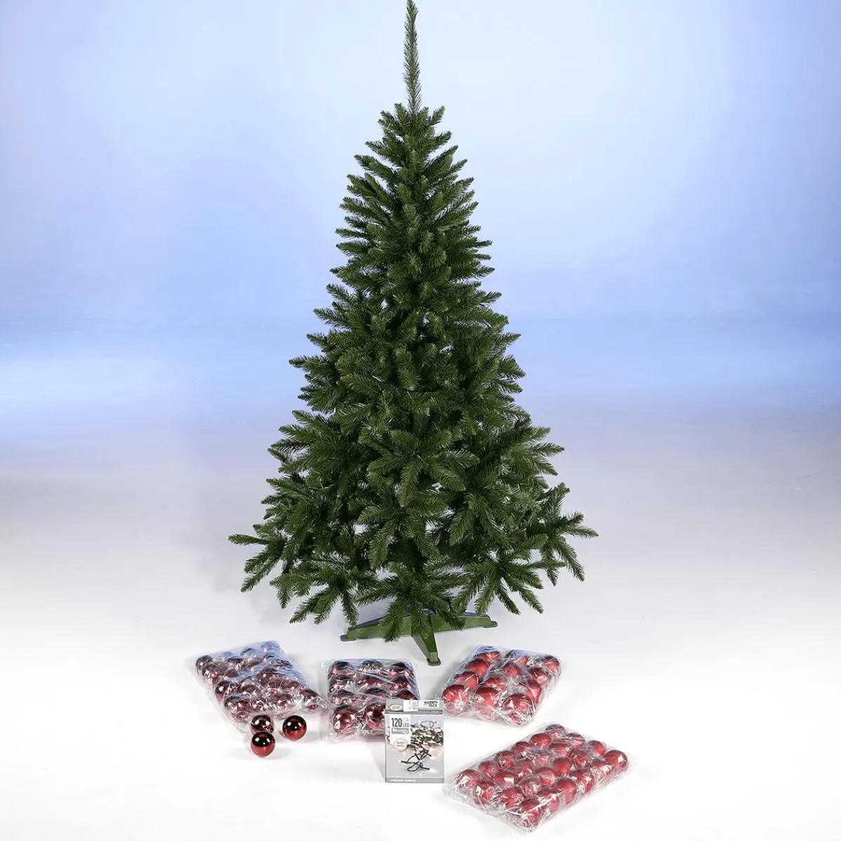 Pack économique Sapin De Noël 180 Cm, Boules s En Plastique Et Guirlande Lumineuse Incluses-DecoWoerner Clearance