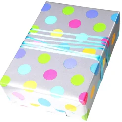Papier Cadeau é Durable à Pois Multicolores - Rouleau De Papier Cadeau De 50 M-DecoWoerner