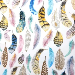 Papier Cadeau Blanc Durable Avec Plumes Colorées - Rouleau De 50 M De Papier Cadeau-DecoWoerner