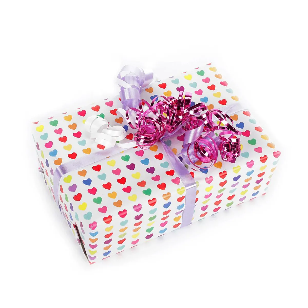 Papier Cadeau Blanc Durable Avec Des Cœurs Colorés - Rouleau De 50 M De Papier Cadeau-DecoWoerner Clearance