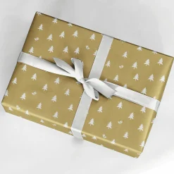 Papier Cadeau De Noël Dé Durable Avec Sapins Blancs - Rouleau De Papier Cadeau De 50 M-DecoWoerner Online