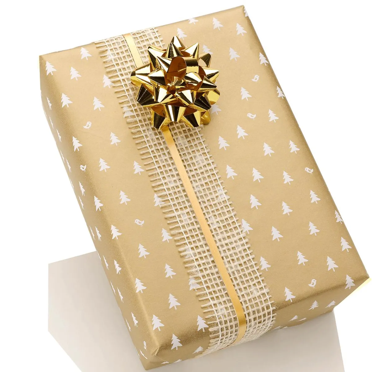 Papier Cadeau De Noël Dé Durable Avec Sapins Blancs - Rouleau De Papier Cadeau De 50 M-DecoWoerner Online