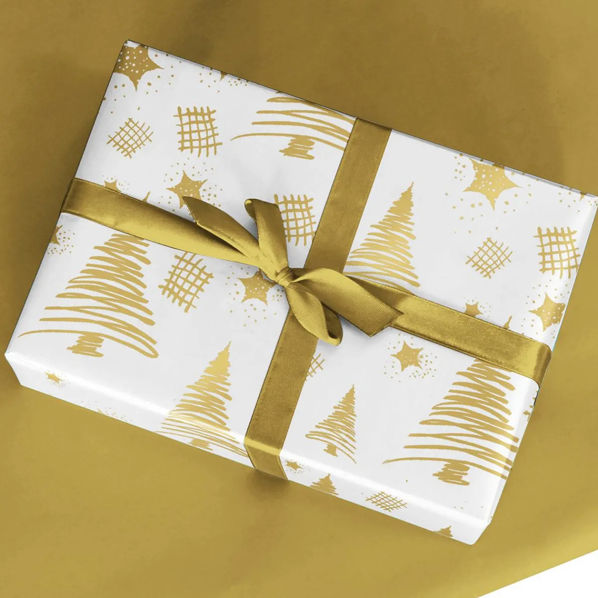 Papier Cadeau De Noël Durable Double Face Avec Sapins & étoiles Dés - Rouleau De Papier Cadeau De 50 M-DecoWoerner Outlet