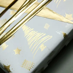 Papier Cadeau De Noël Durable Double Face Avec Sapins & étoiles Dés - Rouleau De Papier Cadeau De 50 M-DecoWoerner Outlet
