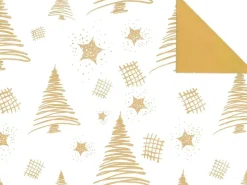 Papier Cadeau De Noël Durable Double Face Avec Sapins & étoiles Dés - Rouleau De Papier Cadeau De 50 M-DecoWoerner Outlet