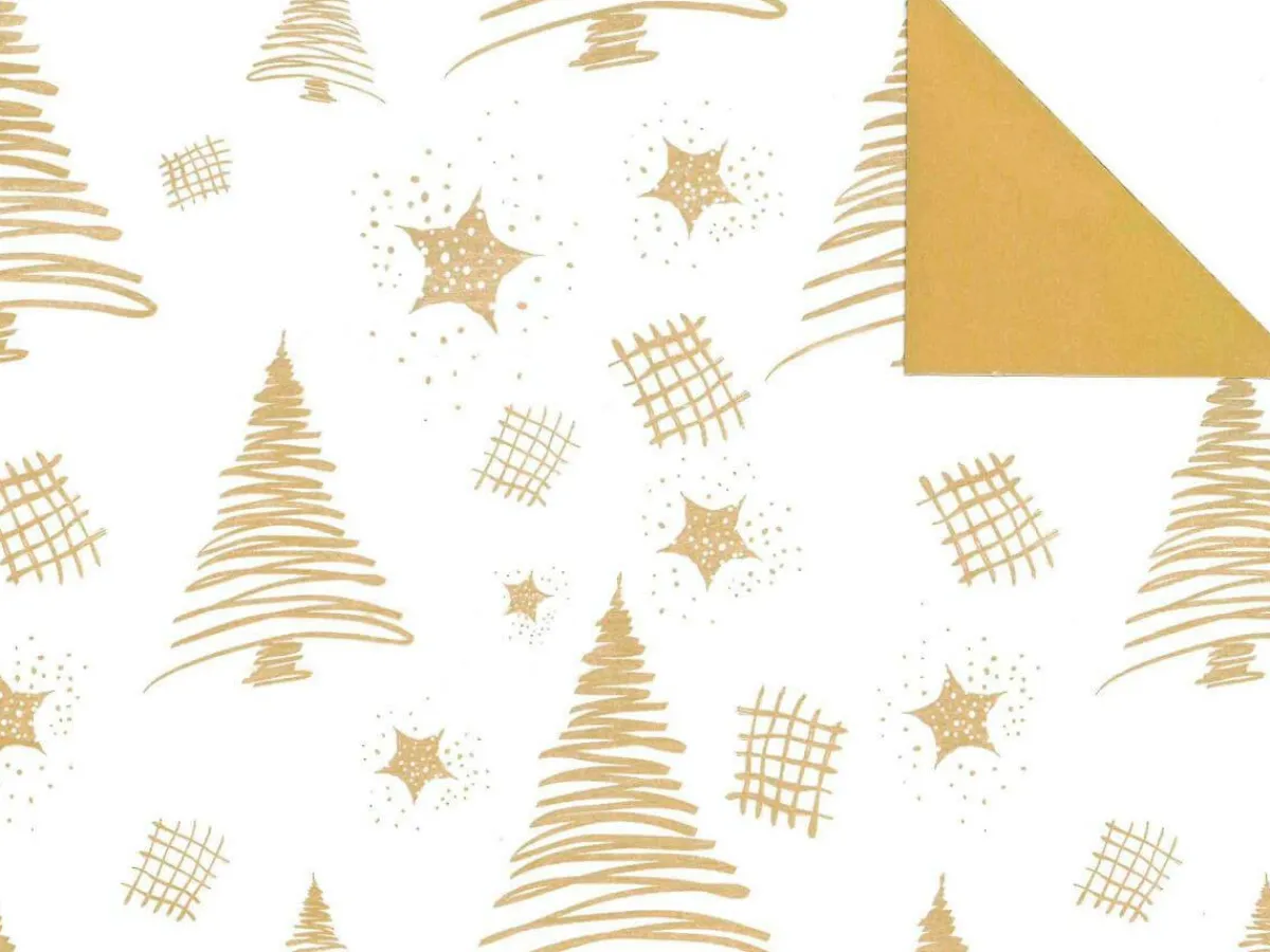 Papier Cadeau De Noël Durable Double Face Avec Sapins & étoiles Dés - Rouleau De Papier Cadeau De 50 M-DecoWoerner Outlet