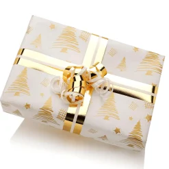 Papier Cadeau De Noël Durable Double Face Avec Sapins & étoiles Dés - Rouleau De Papier Cadeau De 50 M-DecoWoerner Outlet