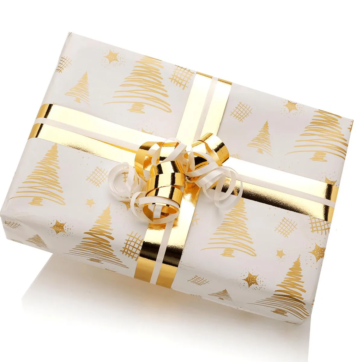 Papier Cadeau De Noël Durable Double Face Avec Sapins & étoiles Dés - Rouleau De Papier Cadeau De 50 M-DecoWoerner Outlet