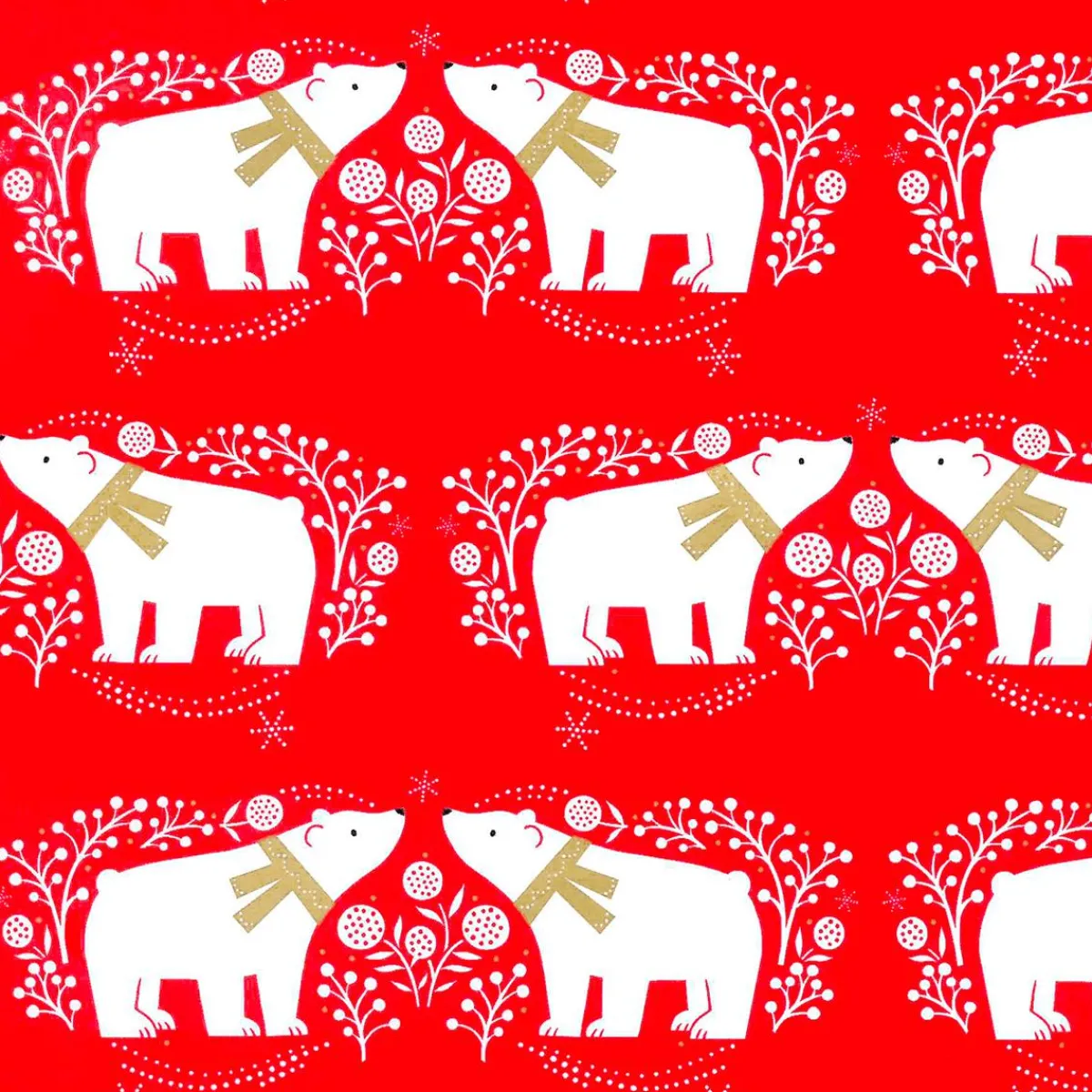 Papier Cadeau De Noël écologique Avec Des Ours Polaires Blancs - Rouleau De Papier Cadeau De 50 M-DecoWoerner Discount
