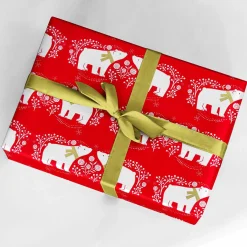 Papier Cadeau De Noël écologique Avec Des Ours Polaires Blancs - Rouleau De Papier Cadeau De 50 M-DecoWoerner Discount