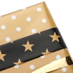 Papier Cadeau Double Face Noël Noir & Avec étoiles & Pois - 50 M De Papier Cadeau En Rouleau-DecoWoerner Clearance