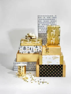 Papier Cadeau Double Face Noël Noir & Avec étoiles & Pois - 50 M De Papier Cadeau En Rouleau-DecoWoerner Clearance