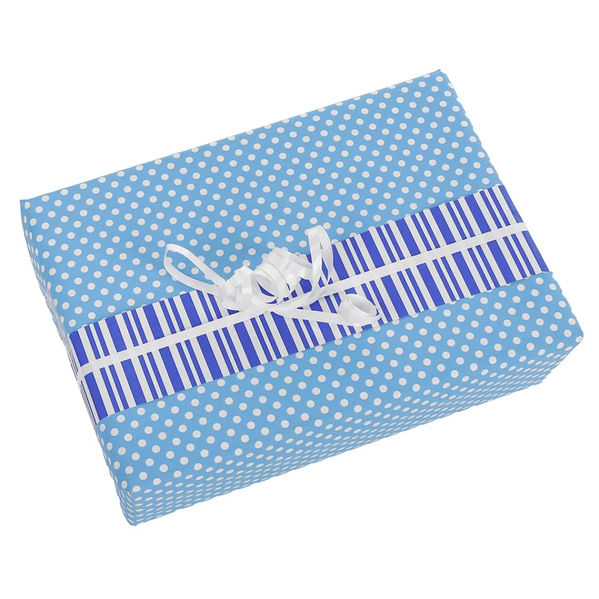 Papier Cadeau Double Face à Pois & à Rayures D'un Côté 50 M-DecoWoerner New