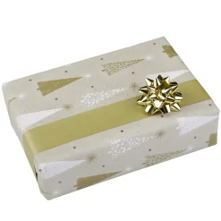 Papier Cadeau Double Face Arbres De Noël / Crème-DecoWoerner